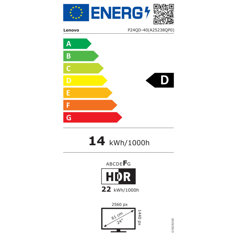 Lenovo ThinkVision/P24QD-40/23,8''/IPS/QHD/120Hz/4ms/Čierna/3R