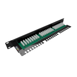 19'' patch panel Solarix 24 x RJ45 CAT5E UTP s vyväzovacou lištou 1U SX24L-5E-UTP-BK-N