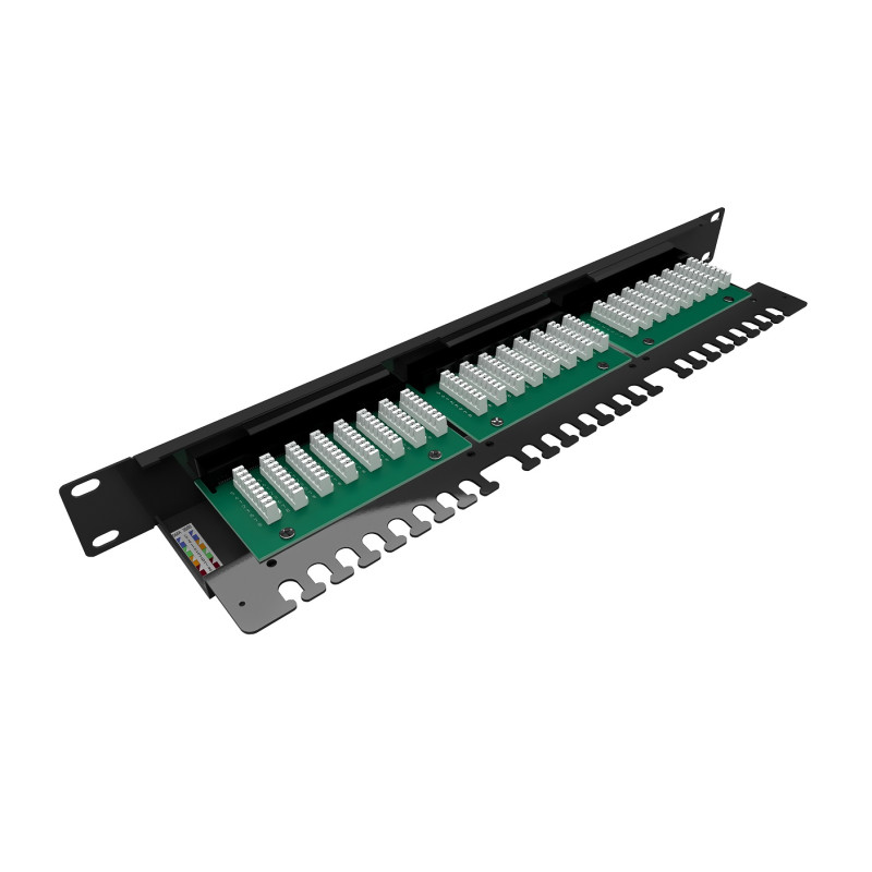 19'' patch panel Solarix 24 x RJ45 CAT5E UTP s vyväzovacou lištou 1U SX24L-5E-UTP-BK-N