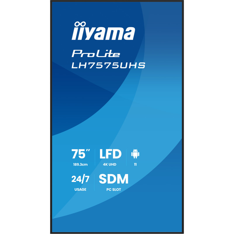 75'' iiyama LH7575UHS-B2AG: IPS, 4K UHD, Android, 24/7