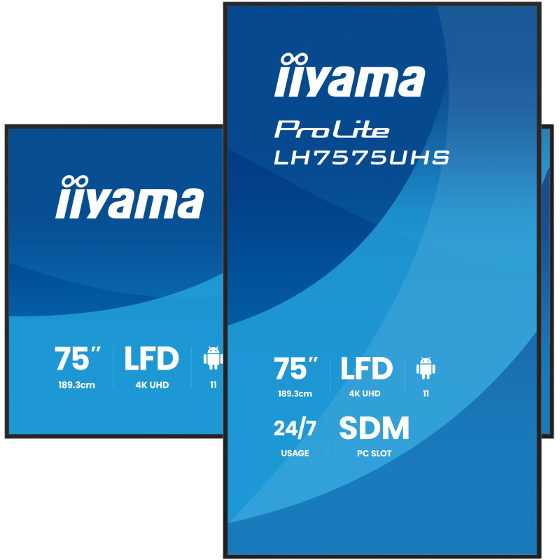 75'' iiyama LH7575UHS-B2AG: IPS, 4K UHD, Android, 24/7