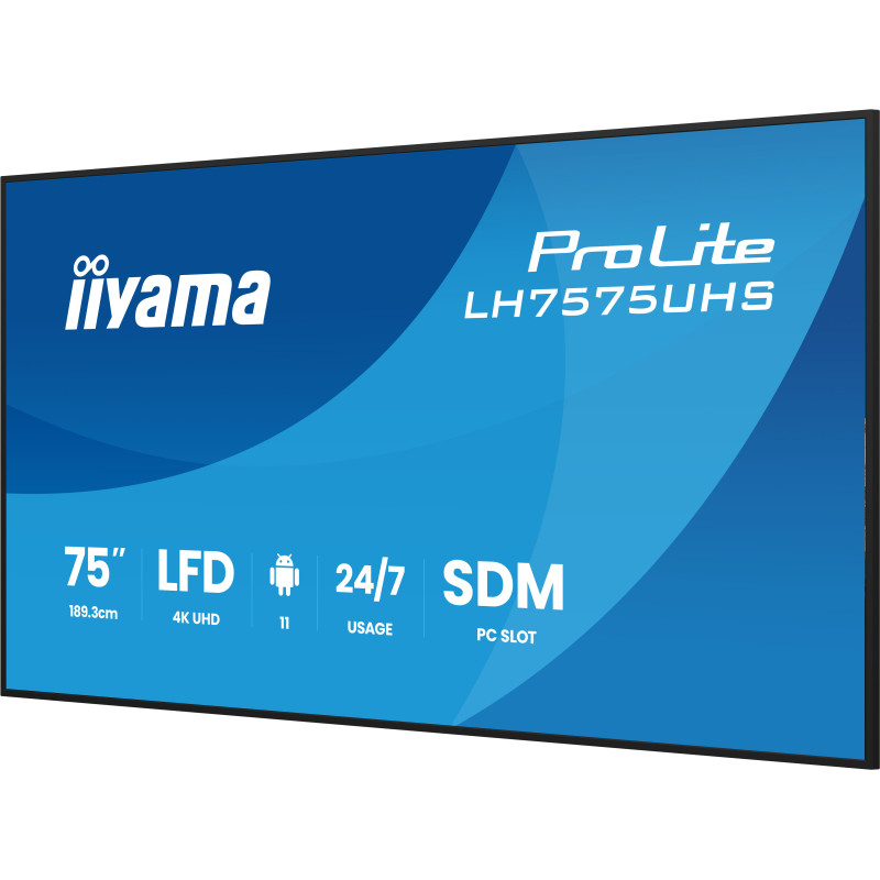 75'' iiyama LH7575UHS-B2AG: IPS, 4K UHD, Android, 24/7