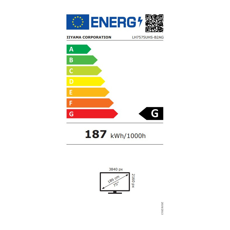 75'' iiyama LH7575UHS-B2AG: IPS, 4K UHD, Android, 24/7