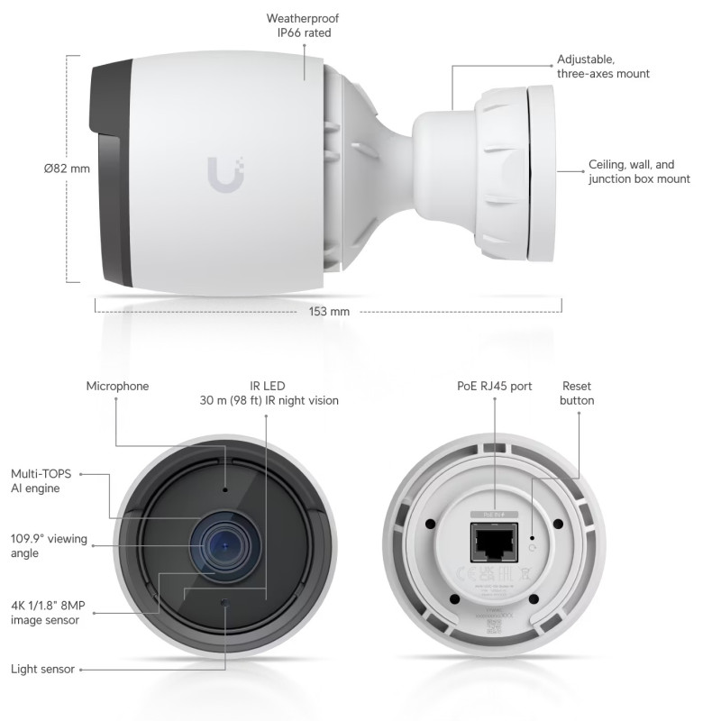 Ubiquiti UVC-G6-Bullet-W - Odrážka UniFi Protect G6, biela