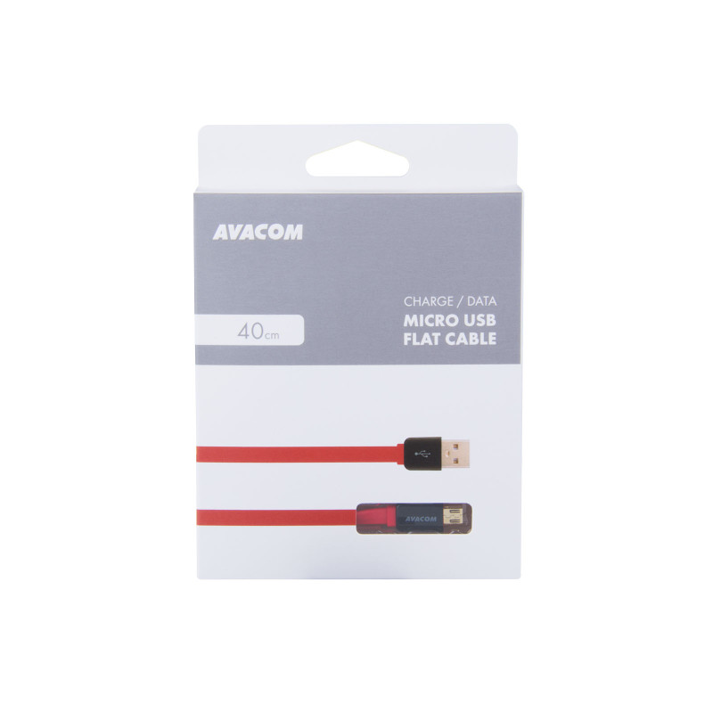 Kabel AVACOM MIC-40R USB - Micro USB, 40cm, červená