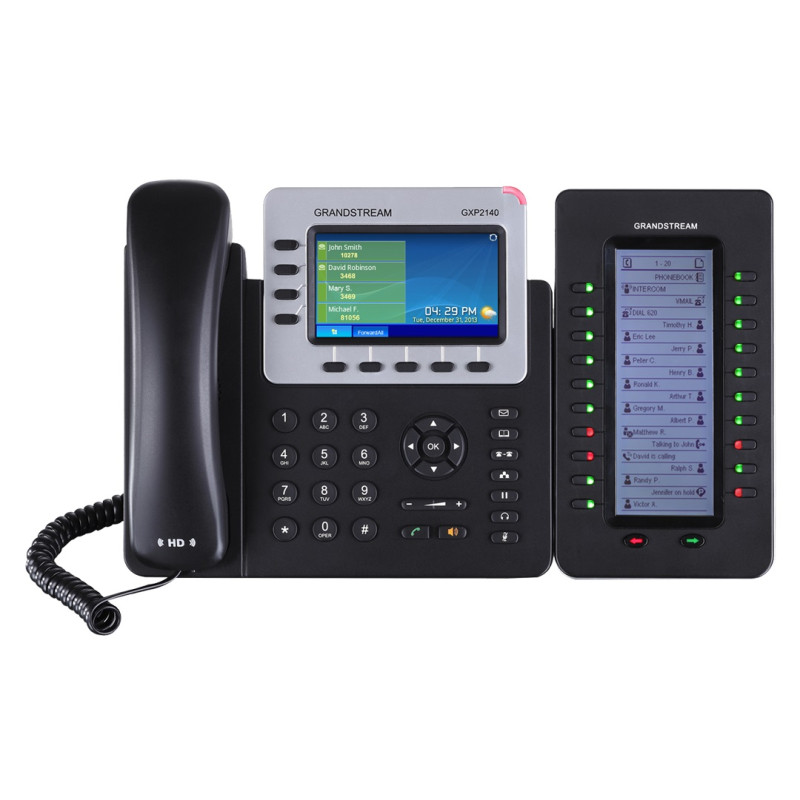 Grandstream GXP2140, 4,3'' TFT bar. displej, 4 SIP účty, 4 prog. hr, BT, dual Gbit port, PoE