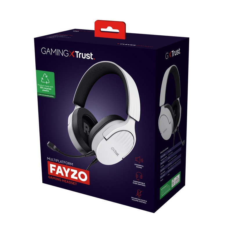 Trust Gaming GXT 489W Fayzo/Stereo/Jack/Drôt/Biela