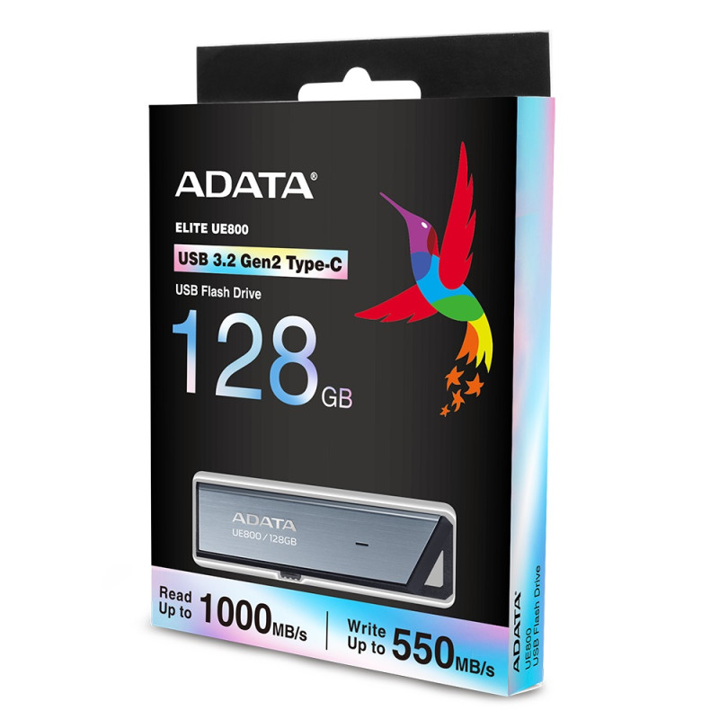 ADATA UE800/128GB/USB 3.2/USB-C/Strieborná