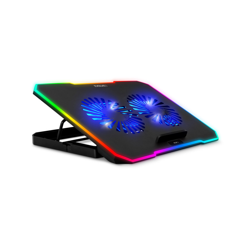 EVOLVEO CoolPro, chladiaca podložka pod notebook, 2x ventilátor, RGB podsvietenie, čierna