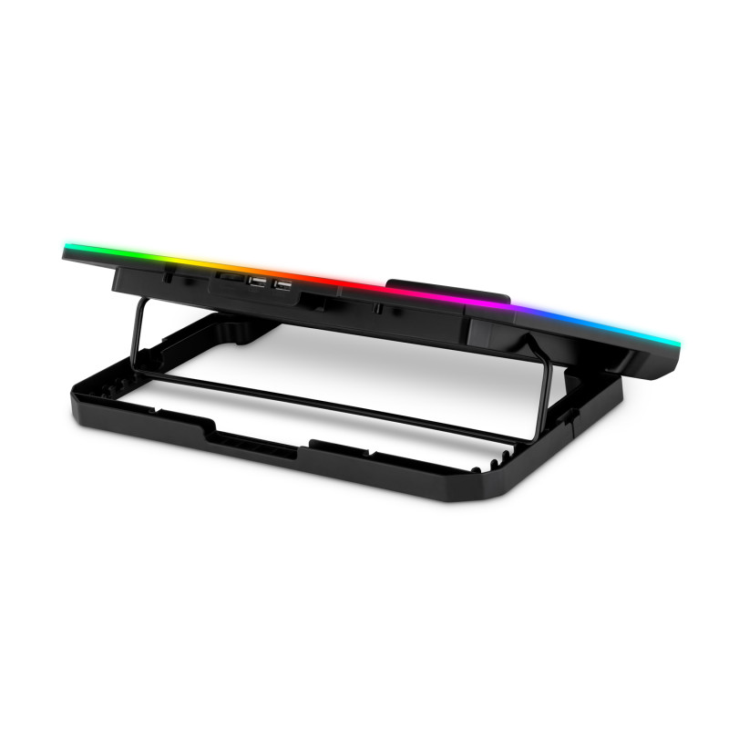 EVOLVEO CoolPro, chladiaca podložka pod notebook, 2x ventilátor, RGB podsvietenie, čierna