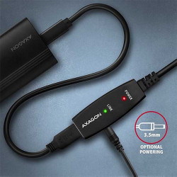 AXAGON ADR-220, USB 2.0 A-M - A-F aktívny predlžovací / repeater kábel, 20m