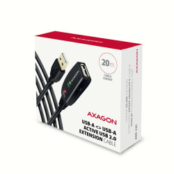 AXAGON ADR-220, USB 2.0 A-M - A-F aktívny predlžovací / repeater kábel, 20m
