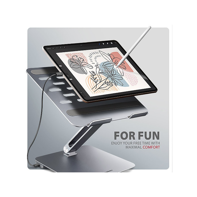 AXAGON HMC-STND, stojan pre 10''-17'' notebooky, USB 5Gbps húb, 3x USB-A, HDMI 4k/60Hz, RJ-45, PD 100W