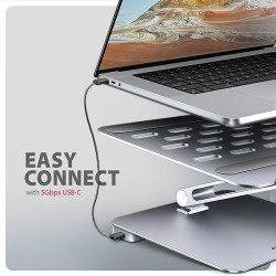 AXAGON HMC-STND, stojan pre 10''-17'' notebooky, USB 5Gbps húb, 3x USB-A, HDMI 4k/60Hz, RJ-45, PD 100W
