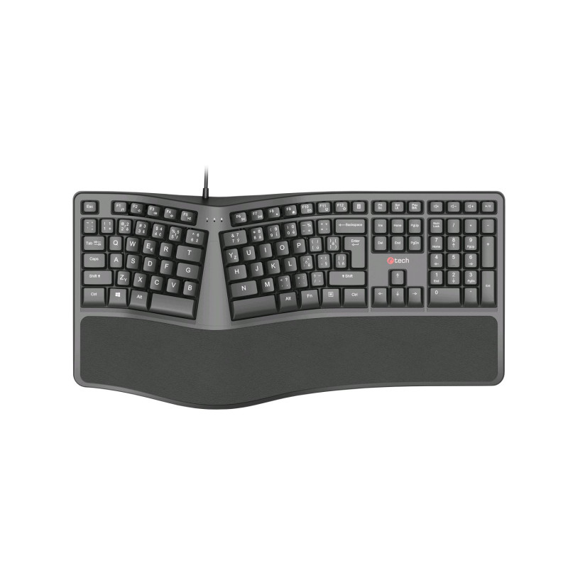 Klávesnica C-TECH KB-113E USB, ERGO, čierna, CZ/ SK