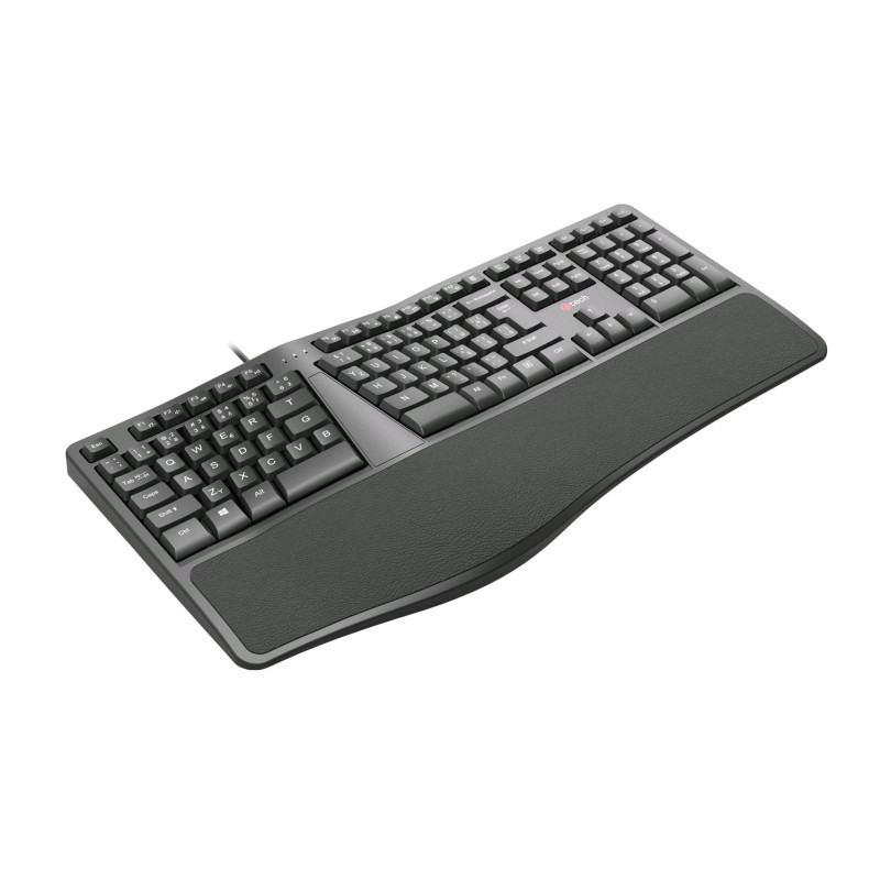 Klávesnica C-TECH KB-113E USB, ERGO, čierna, CZ/ SK