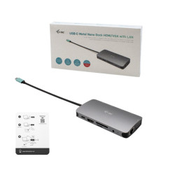 i-tec USB-C Metal Nano Dock HDMI/VGA s LAN, Power Delivery 100 W + zdroj 100W