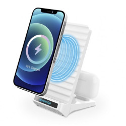 ALIGATOR Stojanček s bezdrôtovým nabíjaním 15W a USB-C konektorom, 2v1, biely