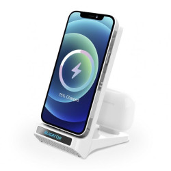 ALIGATOR Stojanček s bezdrôtovým nabíjaním 15W a USB-C konektorom, 2v1, biely