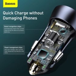 NONAME - Baseus rýchlonabíjačka do auta Golden Contractor Pro Dual USB+USB-C 40W tmavo šedá