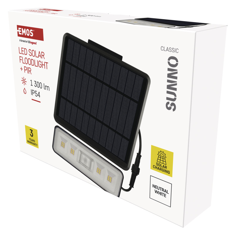 EMOS - LED SOLÁRNY REFLEKTOR SUNNO 1300LM IP54 NW