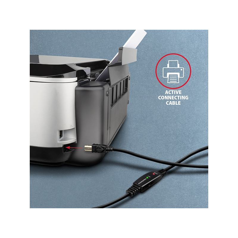 AXAGON ADR-220B, USB 2.0 A-M - B-M aktívny prepojovací / repeater kábel, 20m