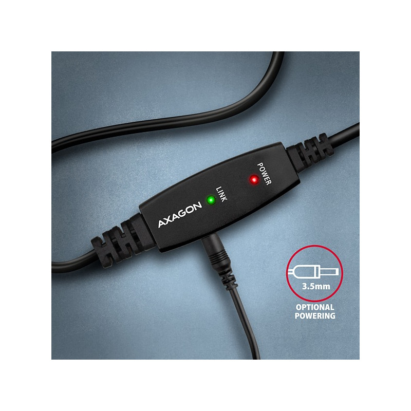 AXAGON ADR-220B, USB 2.0 A-M - B-M aktívny prepojovací / repeater kábel, 20m