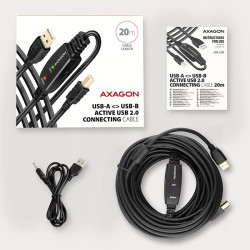 AXAGON ADR-220B, USB 2.0 A-M - B-M aktívny prepojovací / repeater kábel, 20m