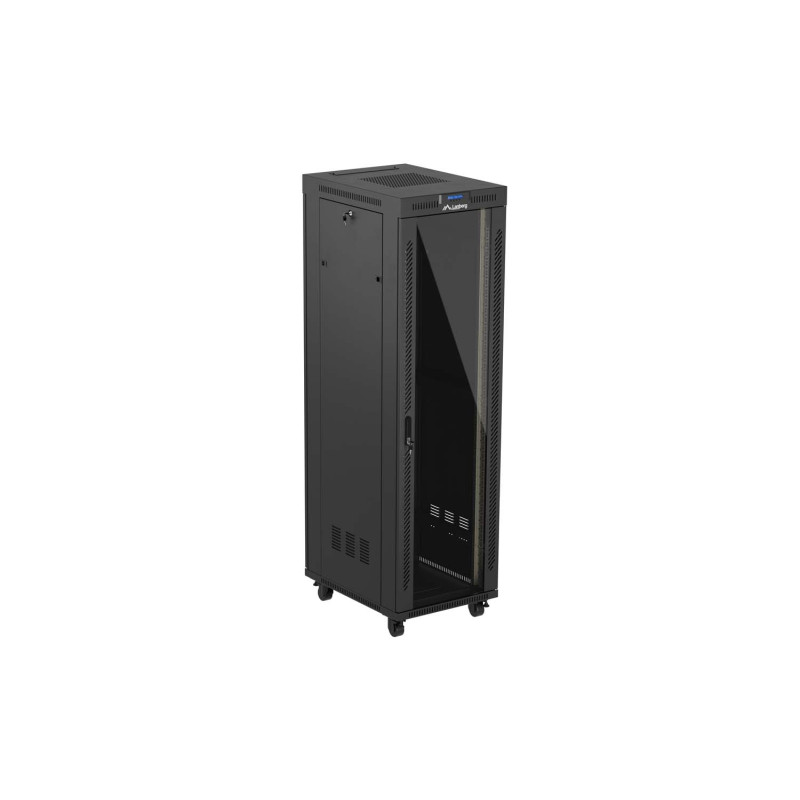 LANBERG 19'' VOĽNE STOJÚCA RACKOVÁ SKRIŇA 42U/600X800 (FLAT PACK) S PRESKLENÝMI DVERAMI LCD ČIERNA