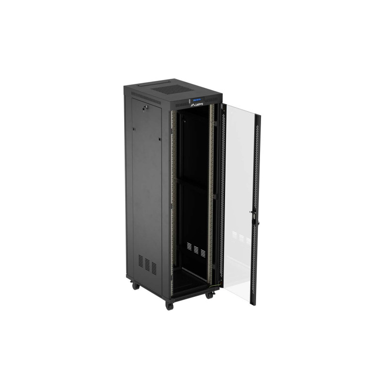 LANBERG 19'' VOĽNE STOJÚCA RACKOVÁ SKRIŇA 42U/600X800 (FLAT PACK) S PRESKLENÝMI DVERAMI LCD ČIERNA