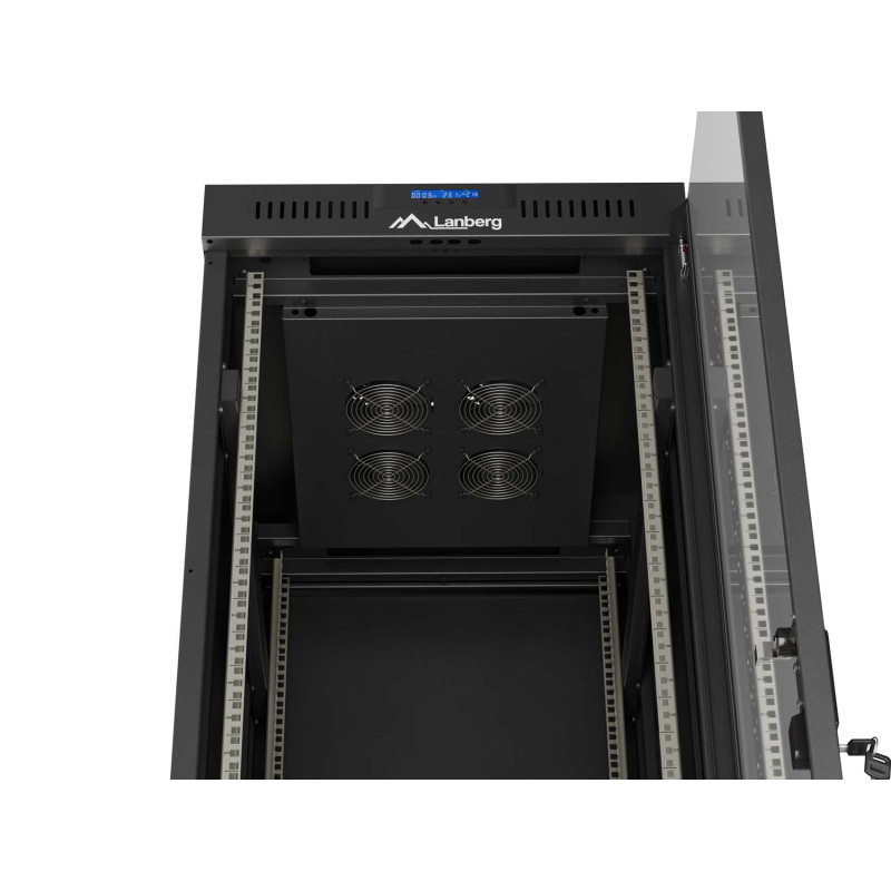 LANBERG 19'' VOĽNE STOJÚCA RACKOVÁ SKRIŇA 42U/600X800 (FLAT PACK) S PRESKLENÝMI DVERAMI LCD ČIERNA