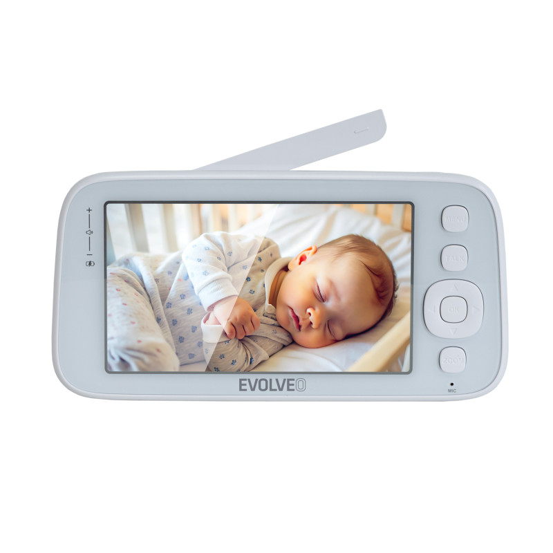 EVOLVEO Baby Monitor N5 - Set videoopatrovateľky s 360 ° dohľadom, obojsmernou komunikáciou a uspávankami,