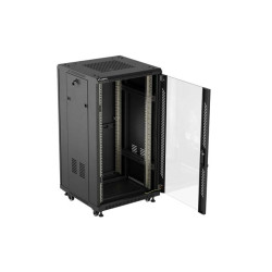LANBERG INŠTALAČNÝ SKRIŇOVÝ ROZVADEČ 19'' 22U 600X600 ČIERNE SKLENENÉ DVERE (PLOCHÉ BALENIE)
