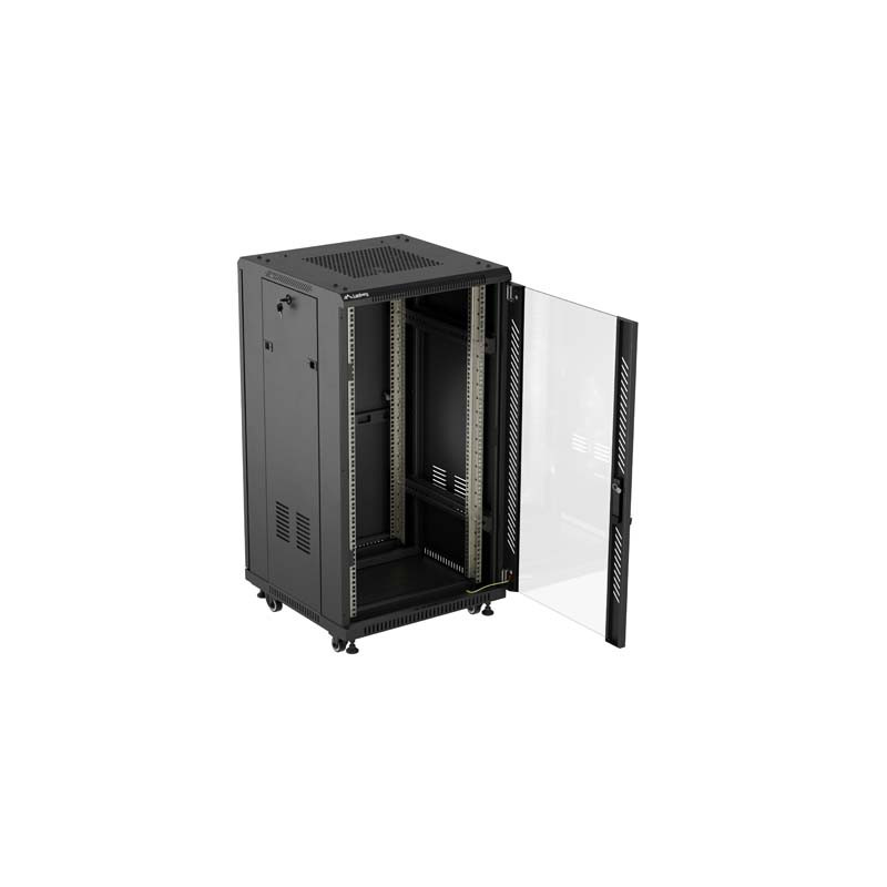 LANBERG INŠTALAČNÝ SKRIŇOVÝ ROZVADEČ 19'' 22U 600X600 ČIERNE SKLENENÉ DVERE (PLOCHÉ BALENIE)