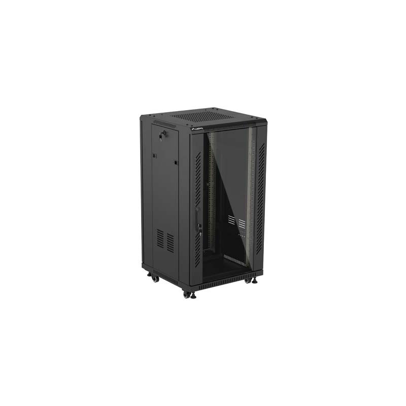 LANBERG INŠTALAČNÝ SKRIŇOVÝ ROZVADEČ 19'' 22U 600X600 ČIERNE SKLENENÉ DVERE (PLOCHÉ BALENIE)