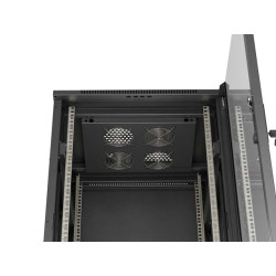 LANBERG INŠTALAČNÝ SKRIŇOVÝ ROZVADEČ 19'' 22U 600X600 ČIERNE SKLENENÉ DVERE (PLOCHÉ BALENIE)