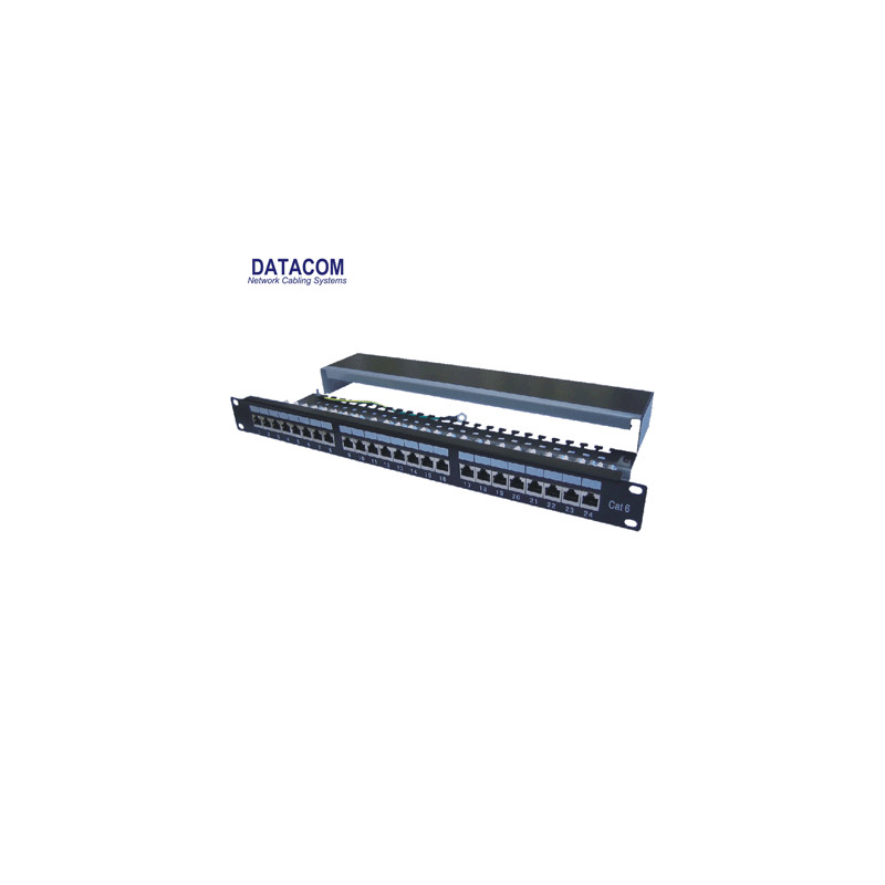 DATACOM Patch panel 24p.CAT6 1U 3x8 LSA, STP 19'' černý s vyviazaním
