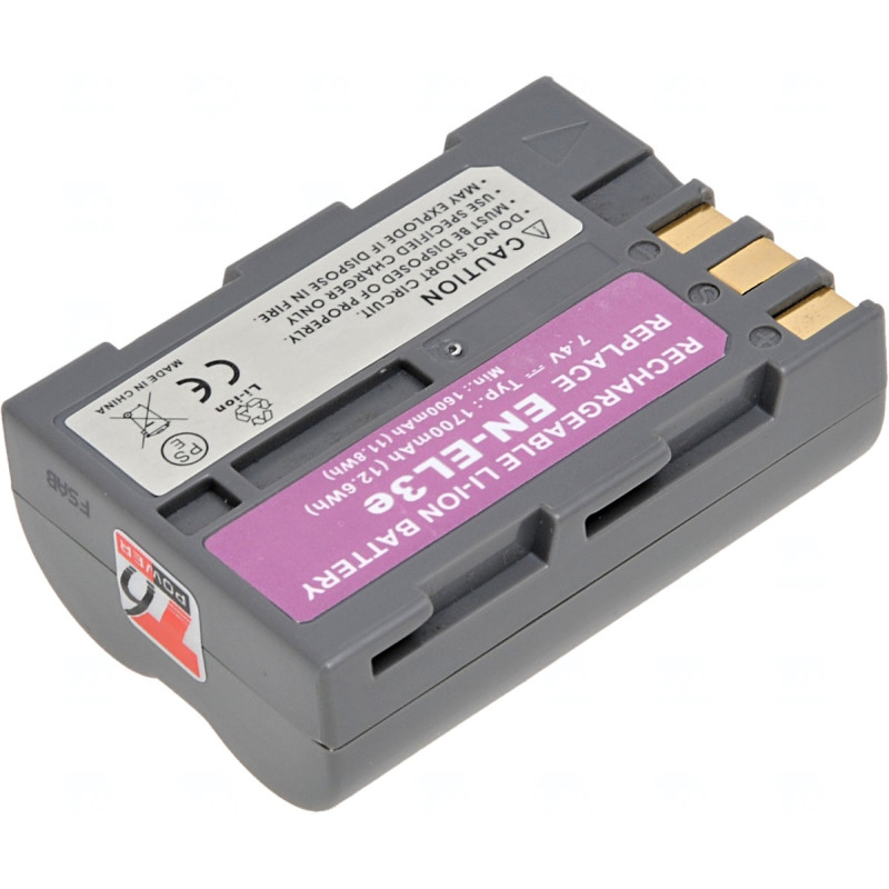 Batéria T6 power Nikon EN-EL3e, EN-EL3, EN-EL3a, 1700mAh, sivá
