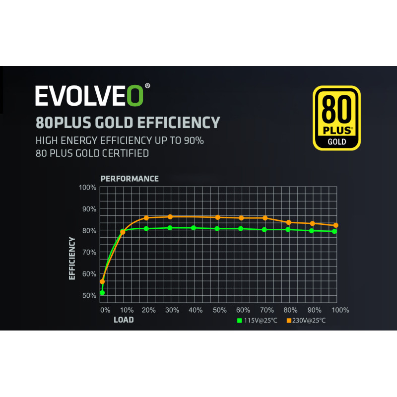 EVOLVEO G1000/1000W/ATX 3.0/80PLUS Gold/Modular