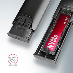 AXAGON EEM2-GTS2, 10 Gbps USB-C - M.2 NVM & SATA SSD kovový THIN box, bezšroubový