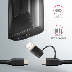 AXAGON EEM2-GTS2, 10 Gbps USB-C - M.2 NVM & SATA SSD kovový THIN box, bezšroubový