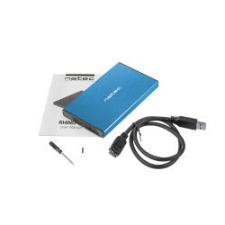 Externý box pre HDD 2,5'' USB 3.0 Natec Rhino Go, modrý, hliníkové telo