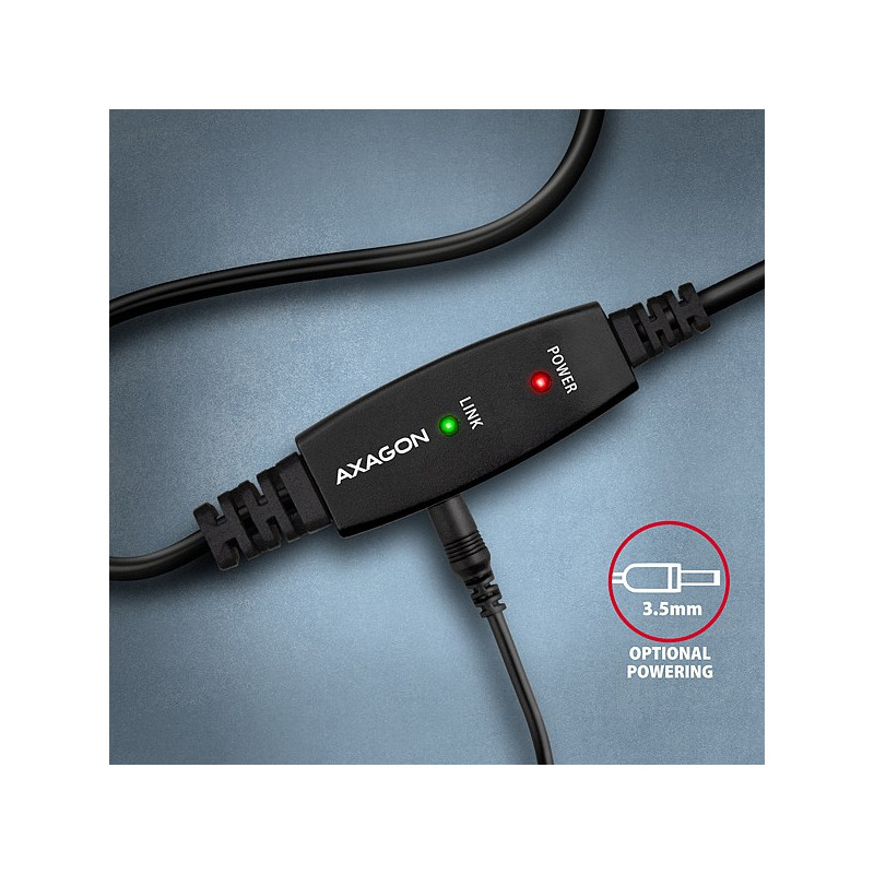 AXAGON ADR-210B, USB 2.0 A-M - B-M aktívny prepojovací / repeater kábel, 10m