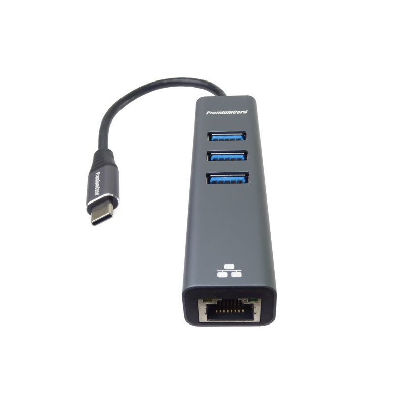 PremiumCord Adapter USB-C na Gigabit + 3x USB 3.0