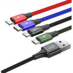 NONAME - Baseus dátový kábel 4v1 microUSB+USB-C+2xLightning 1,2m 3,5A černý