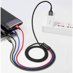 NONAME - Baseus dátový kábel 4v1 microUSB+USB-C+2xLightning 1,2m 3,5A černý