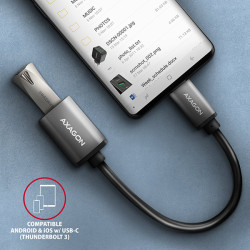 AXAGON RUCM-AFAC, káblová redukcia USB-C (M) -- USB-A (F), 20cm, USB 3.2 Gen 1, 3A, ALU