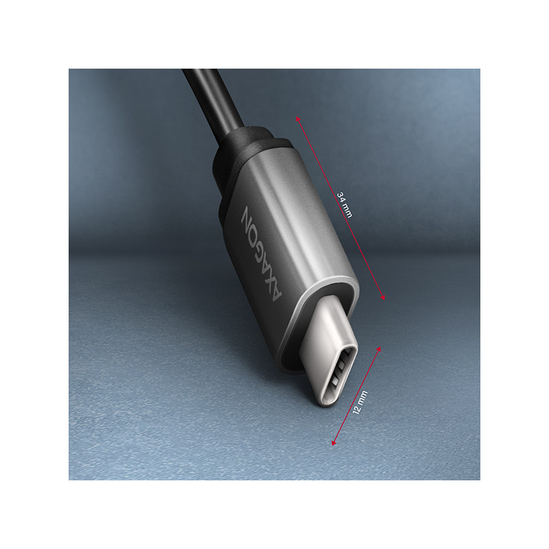 AXAGON RUCM-AFAC, káblová redukcia USB-C (M) -- USB-A (F), 20cm, USB 3.2 Gen 1, 3A, ALU