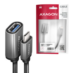 AXAGON RUCM-AFAC, káblová redukcia USB-C (M) -- USB-A (F), 20cm, USB 3.2 Gen 1, 3A, ALU