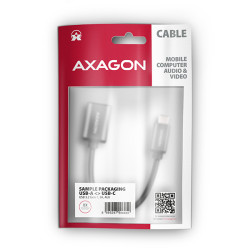 AXAGON RUCM-AFAC, káblová redukcia USB-C (M) -- USB-A (F), 20cm, USB 3.2 Gen 1, 3A, ALU